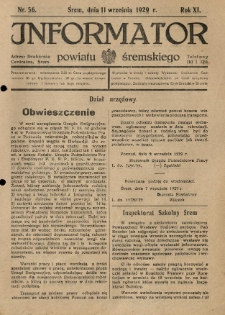 Informator Powiatu Śremskiego. 1929.09.11 R.11 Nr 56