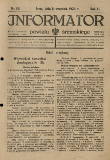 Informator Powiatu Śremskiego. 1929.09.21 R.11 Nr 59