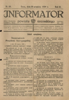 Informator Powiatu Śremskiego. 1929.09.28 R.11 Nr 60