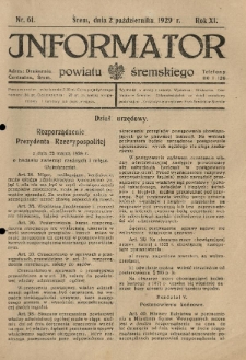 Informator Powiatu Śremskiego. 1929.10.02 R.11 Nr 61