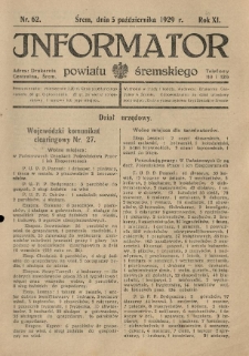 Informator Powiatu Śremskiego. 1929.10.05 R.11 Nr 62