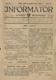 Informator Powiatu Śremskiego. 1929.10.12 R.11 Nr 63