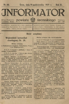 Informator Powiatu Śremskiego. 1929.10.19 R.11 Nr 66