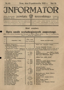 Informator Powiatu Śremskiego. 1929.10.23 R.11 Nr 67