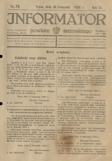 Informator Powiatu Śremskiego. 1929.11.16 R.11 Nr 73