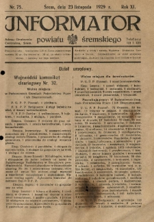 Informator Powiatu Śremskiego. 1929.11.23 R.11 Nr 75