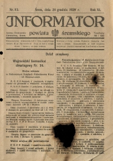 Informator Powiatu Śremskiego. 1929.12.28 R.11 Nr 83
