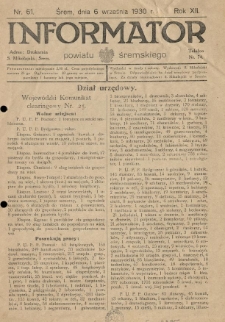 Informator Powiatu Śremskiego. 1930.09.06 R.12 Nr 61