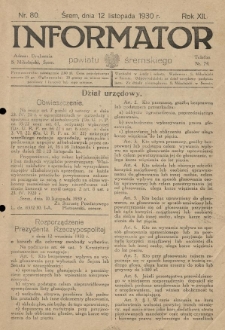 Informator Powiatu Śremskiego. 1930.11.12 R.12 Nr 80