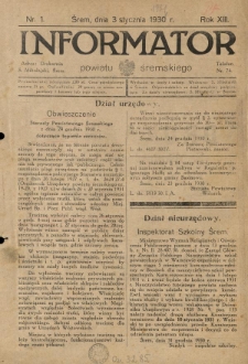 Informator Powiatu Śremskiego. 1931.01.03 R.13 Nr 1