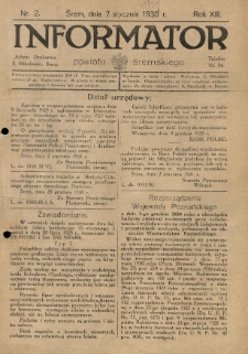 Informator Powiatu Śremskiego. 1931.01.07 R.13 Nr 2