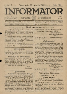 Informator Powiatu Śremskiego. 1931.01.21 R.13 Nr 5