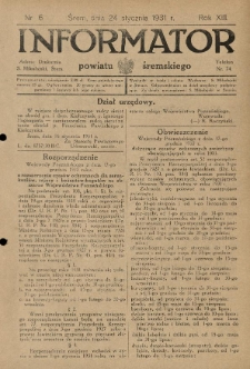 Informator Powiatu Śremskiego. 1931.01.24 R.13 Nr 6