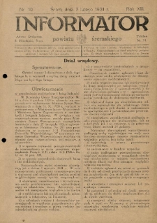 Informator Powiatu Śremskiego. 1931.02.07 R.13 Nr 10