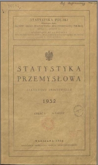 Statystyka przemysłowa 1932. cz. 1