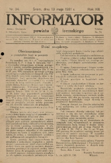 Informator Powiatu Śremskiego. 1931.05.13 R.13 Nr 34