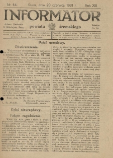 Informator Powiatu Śremskiego. 1931.06.20 R.13 Nr 44