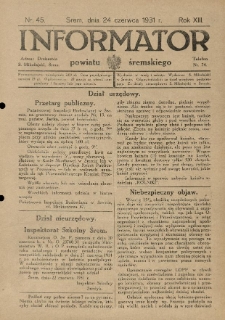 Informator Powiatu Śremskiego. 1931.06.24 R.13 Nr 45
