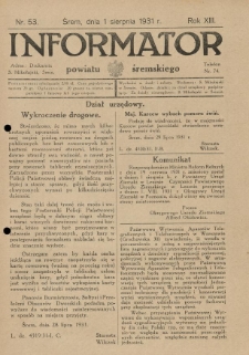 Informator Powiatu Śremskiego. 1931.08.01 R.13 Nr 53