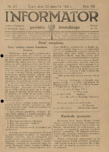 Informator Powiatu Śremskiego. 1931.08.22 R.13 Nr 57