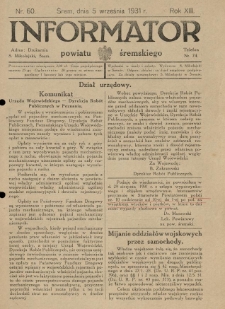 Informator Powiatu Śremskiego. 1931.09.05 R.13 Nr 60