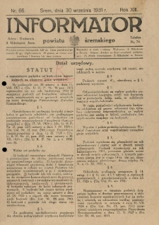 Informator Powiatu Śremskiego. 1931.09.30 R.13 Nr 66