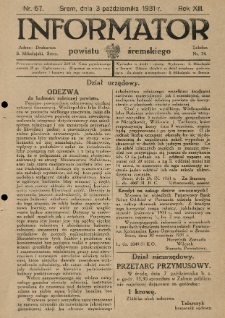 Informator Powiatu Śremskiego. 1931.10.03 R.13 Nr 67