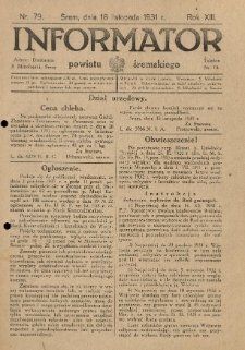 Informator Powiatu Śremskiego. 1931.11.18 R.13 Nr 79