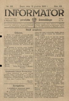 Informator Powiatu Śremskiego. 1931.12.19 R.13 Nr 88