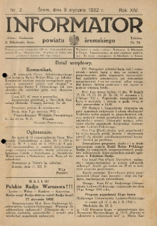Informator Powiatu Śremskiego. 1932.01.09 R.14 Nr 2