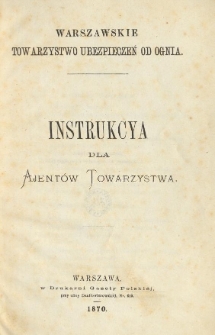 Instrukcya dla ajentów Towarzystwa