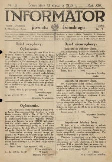 Informator Powiatu Śremskiego. 1932.01.13 R.14 Nr 3