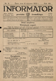 Informator Powiatu Śremskiego. 1932.01.16 R.14 Nr 4