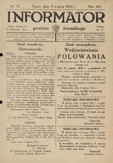 Informator Powiatu Śremskiego. 1932.03.09 R.14 Nr 17