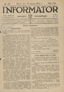 Informator Powiatu Śremskiego. 1932.03.19 R.14 Nr 20