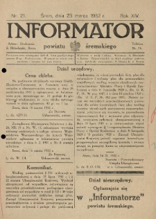 Informator Powiatu Śremskiego. 1932.03.23 R.14 Nr 21