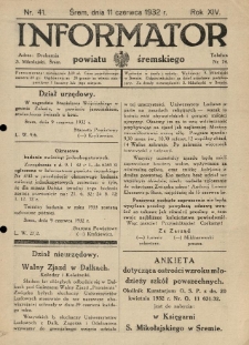Informator Powiatu Śremskiego. 1932.06.11 R.14 Nr 41