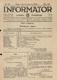 Informator Powiatu Śremskiego. 1932.06.25 R.14 Nr 45