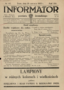 Informator Powiatu Śremskiego. 1932.06.28 R.14 Nr 46