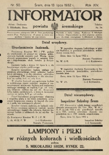 Informator Powiatu Śremskiego. 1932.07.13 R.14 Nr 50