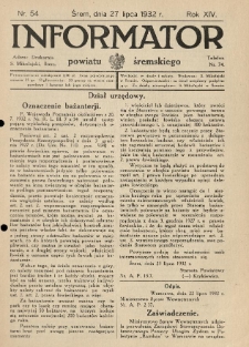 Informator Powiatu Śremskiego. 1932.07.27 R.14 Nr 54