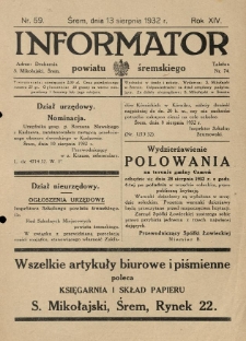 Informator Powiatu Śremskiego. 1932.08.13 R.14 Nr 59