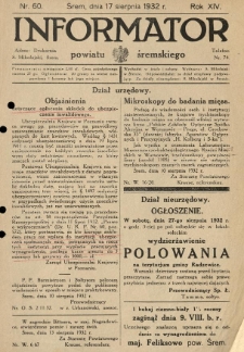 Informator Powiatu Śremskiego. 1932.08.17 R.14 Nr 60