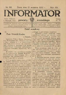 Informator Powiatu Śremskiego. 1932.09.21 R.14 Nr 68
