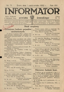 Informator Powiatu Śremskiego. 1932.10.01 R.14 Nr 71