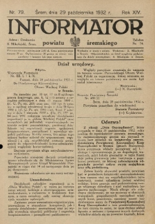 Informator Powiatu Śremskiego. 1932.10.29 R.14 Nr 79