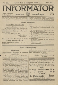 Informator Powiatu Śremskiego. 1932.11.05 R.14 Nr 80