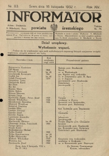 Informator Powiatu Śremskiego. 1932.11.16 R.14 Nr 83