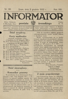 Informator Powiatu Śremskiego. 1932.12.03 R.14 Nr 88