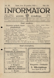 Informator Powiatu Śremskiego. 1932.12.31 R.14 Nr 96